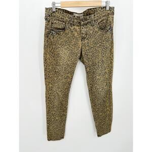 Free People Jeans Women 29 Brown Blue Floral Print Denim Cotton Blend Skinny